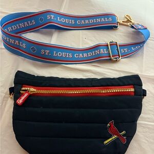 St. Louis Cardinals Quilted Crossbody Bag with Team Strap - Navy